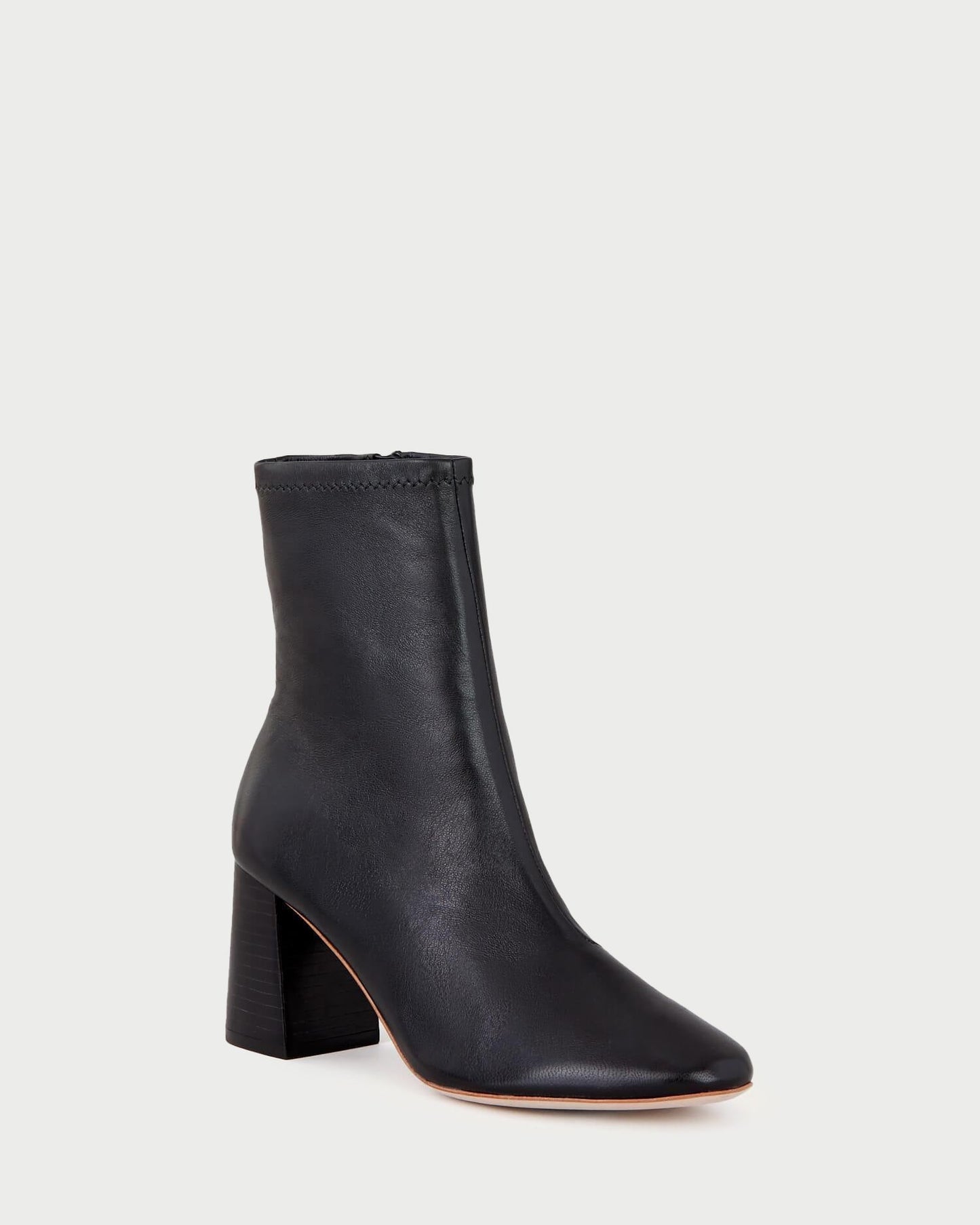 Elise Black Leather Stretch Bootie