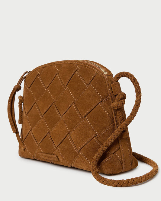 Mallory Cacao Woven Suede Crossbody