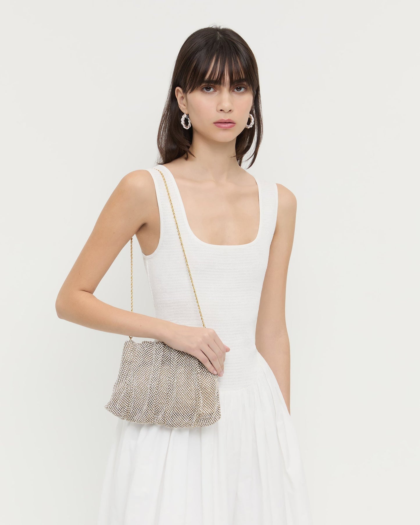 Ember Gold Diamante Gathered Clutch