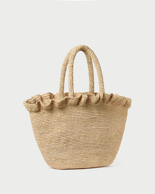 Cyrus Natural Ruffled Woven Tote