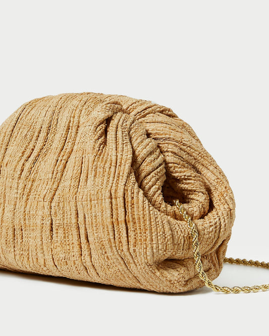 Bailey Natural Pleated Dome Clutch