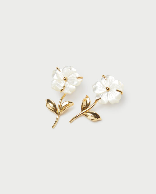 Mai Gold/Pearl Flower Earrings