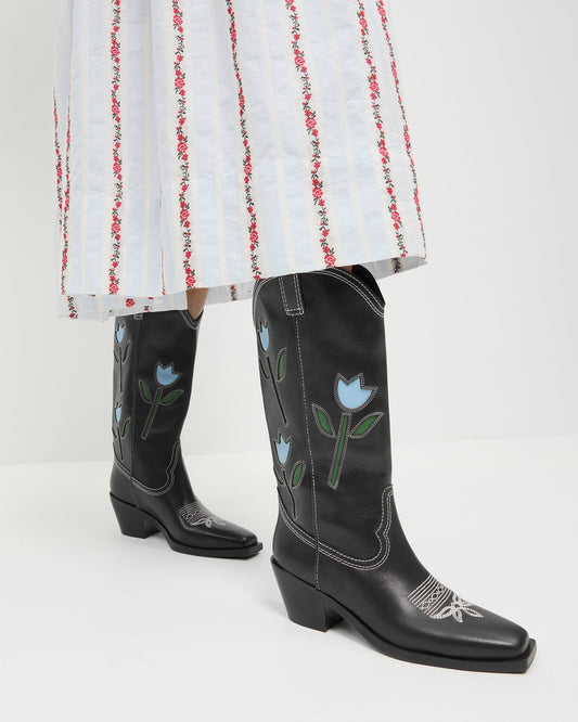 Wilder Black Tulip Leather Boot