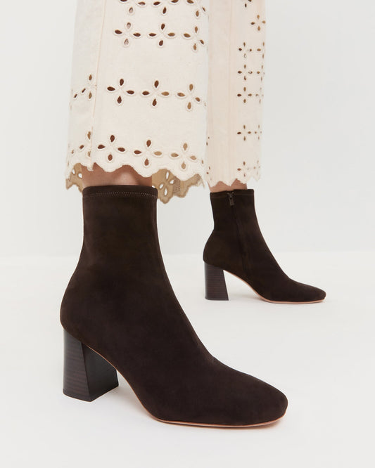 Elise Brown Suede Stretch Bootie
