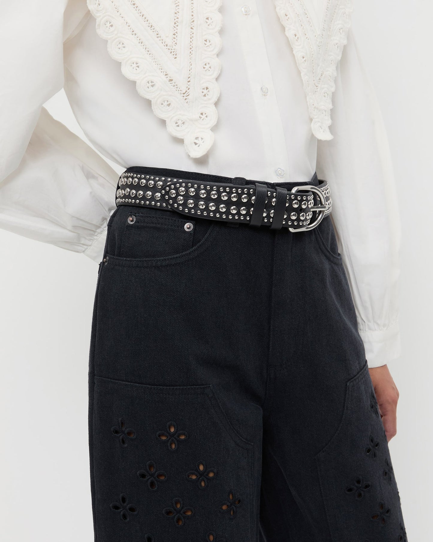 Isaac Black/Silver Studded Belt