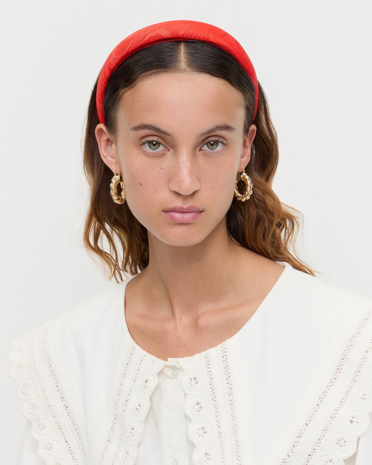 Marina Red Moiré Puffy Headband