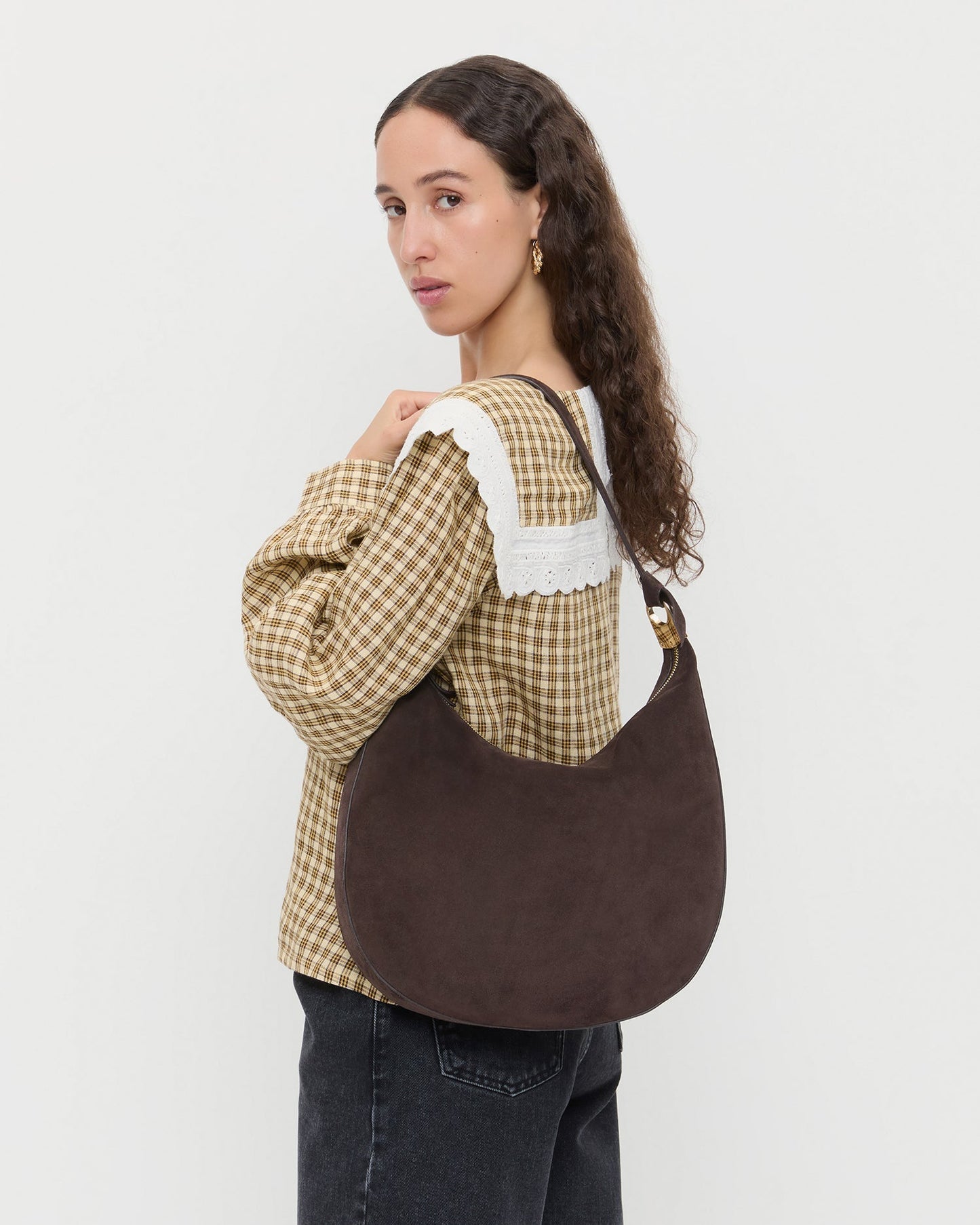 Morgan Brown Suede Shoulder Bag