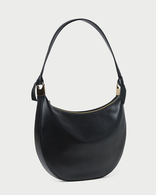 Harlow Black Leather Shoulder Bag