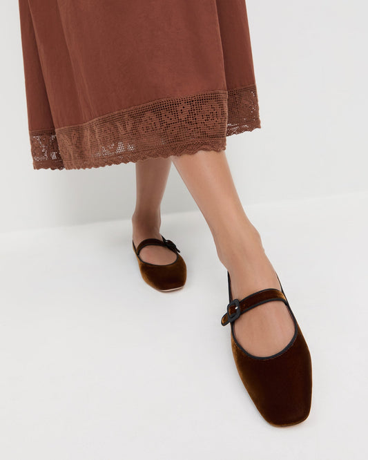 Ginger Brown Velvet Mary Jane
