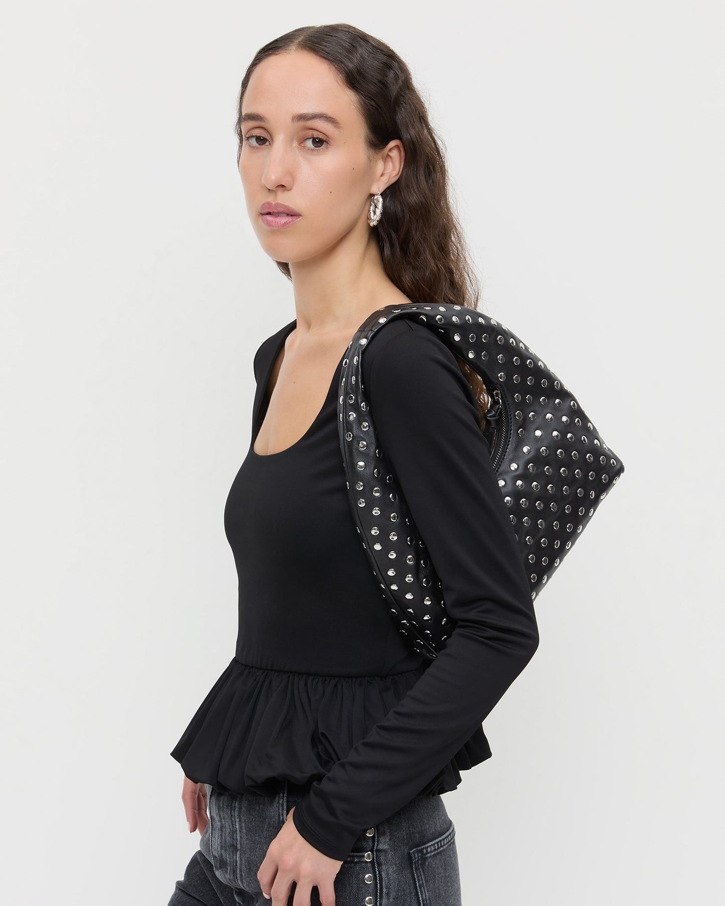 Mercer Black/Silver Leather Shoulder Bag
