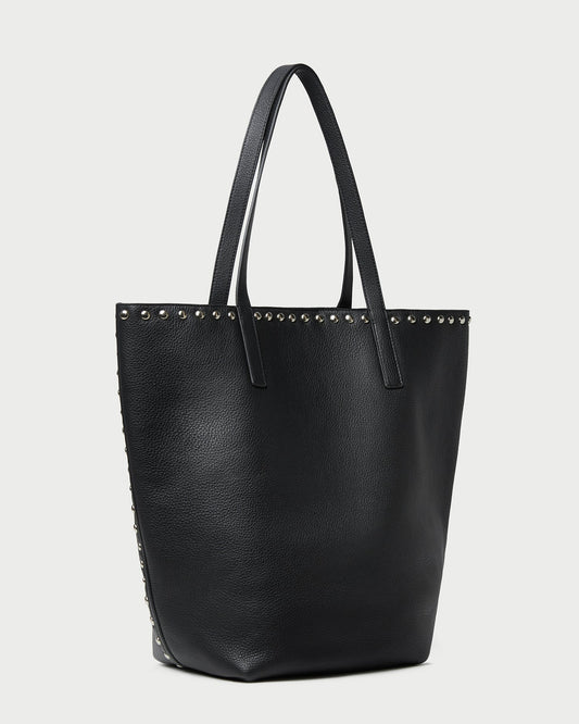 Walker Black/Silver Leather Tote