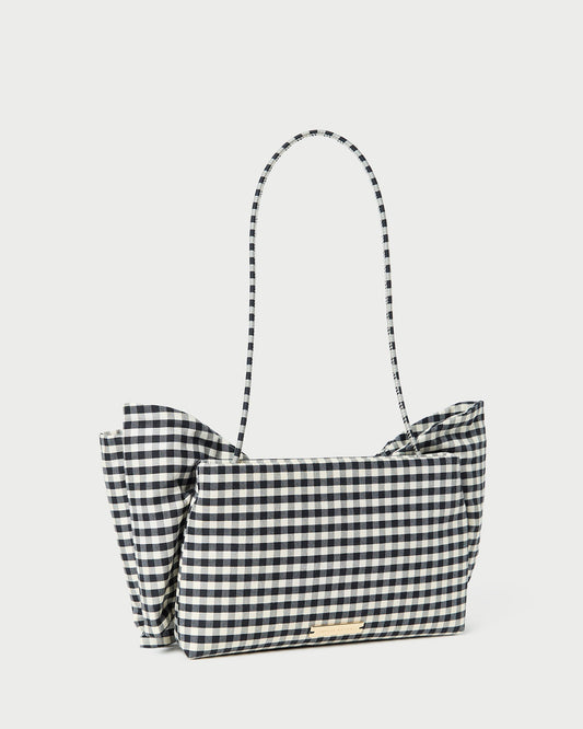 Valerie Black/White Gingham Bow Bag