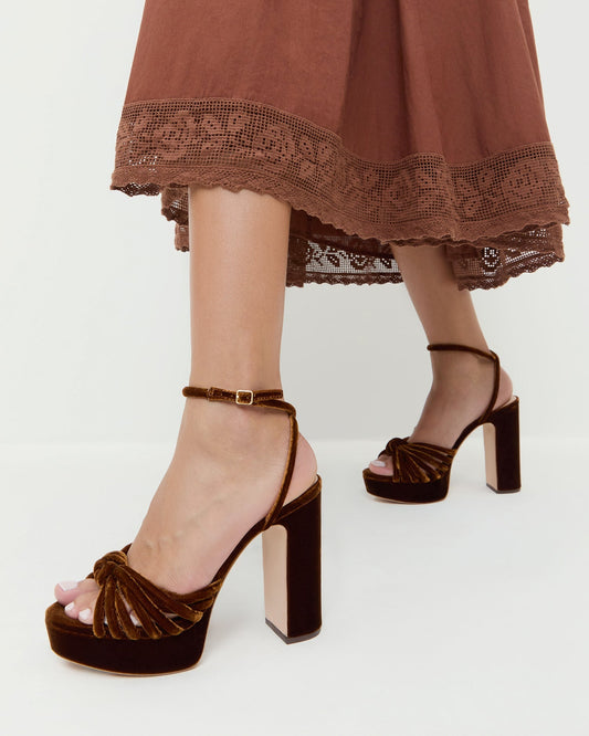Rivka Brown Velvet Platform Sandal