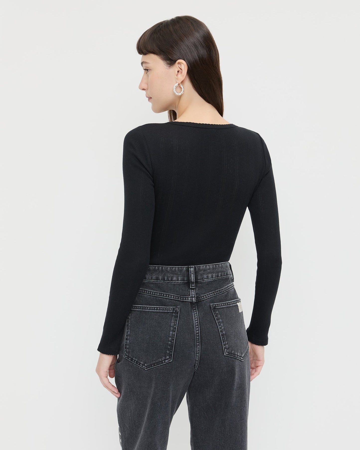 Kaya Pointelle Long-Sleeve Bodysuit