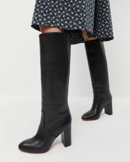 Goldy Black Leather Tall Boot