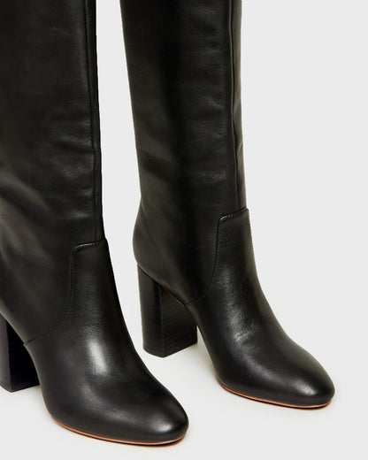 Goldy Black Leather Tall Boot