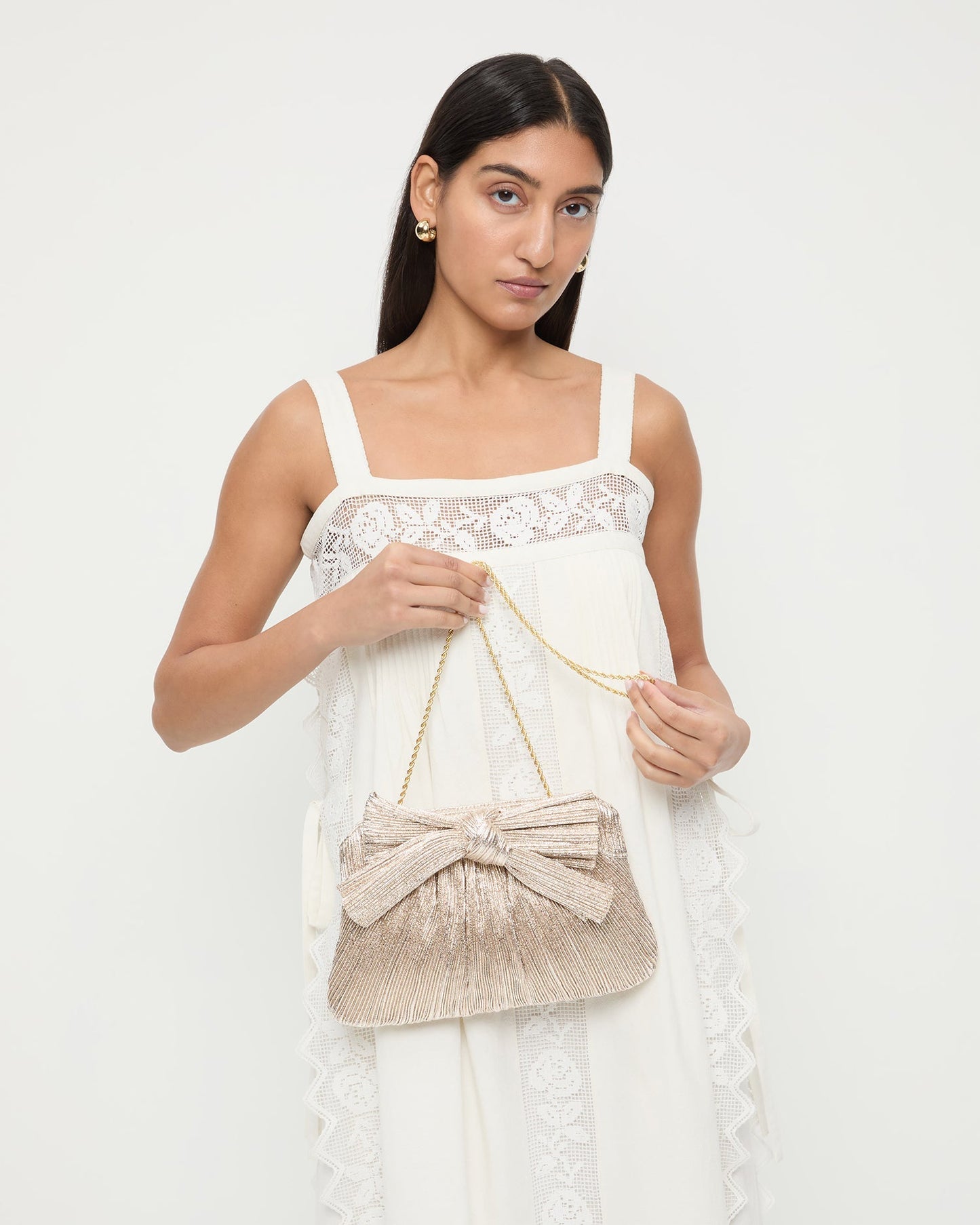 Rayne Platinum Bow Clutch