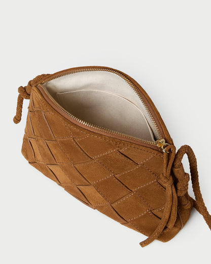 Mallory Cacao Woven Suede Crossbody