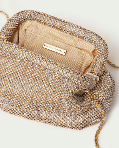 Doreen Gold Diamanté Frame Pouch