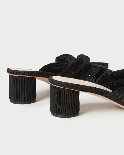 Emilia Black Pleated Bow Heel