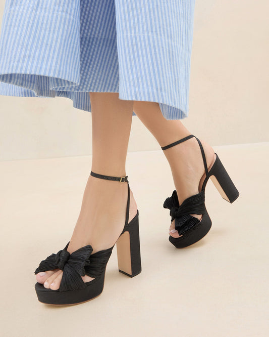 Natalia Black Platform Bow Heel