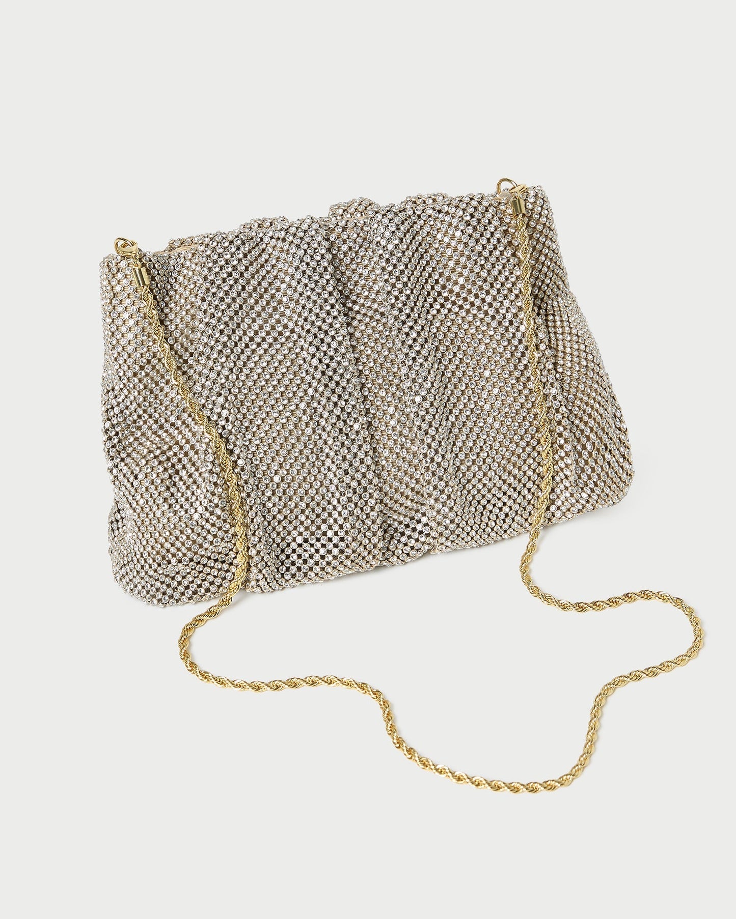 Ember Gold Diamante Gathered Clutch