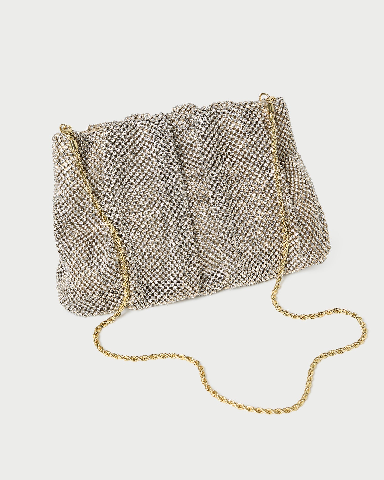 Ember Gold Diamante Gathered Clutch