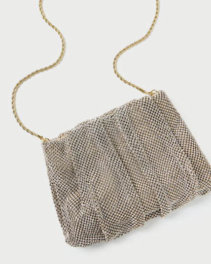 Ember Gold Diamante Gathered Clutch