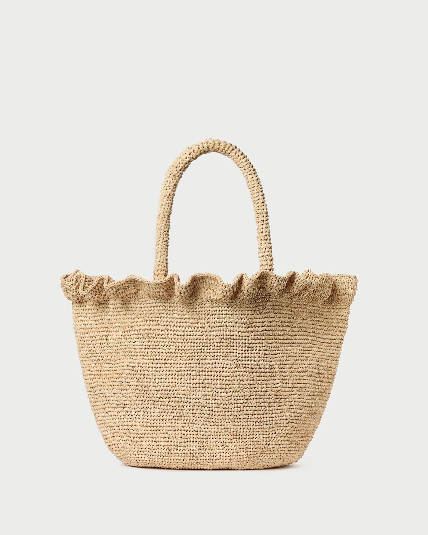 Cyrus Natural Ruffled Woven Tote
