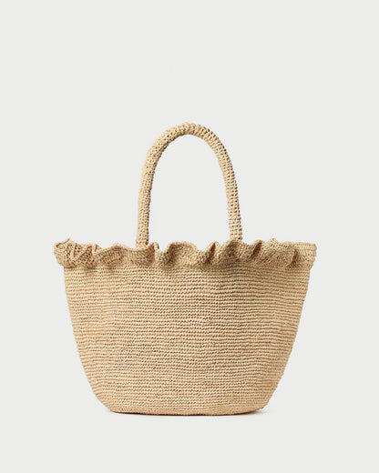 Cyrus Natural Ruffled Woven Tote