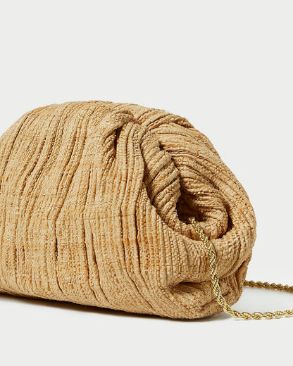 Bailey Natural Pleated Dome Clutch