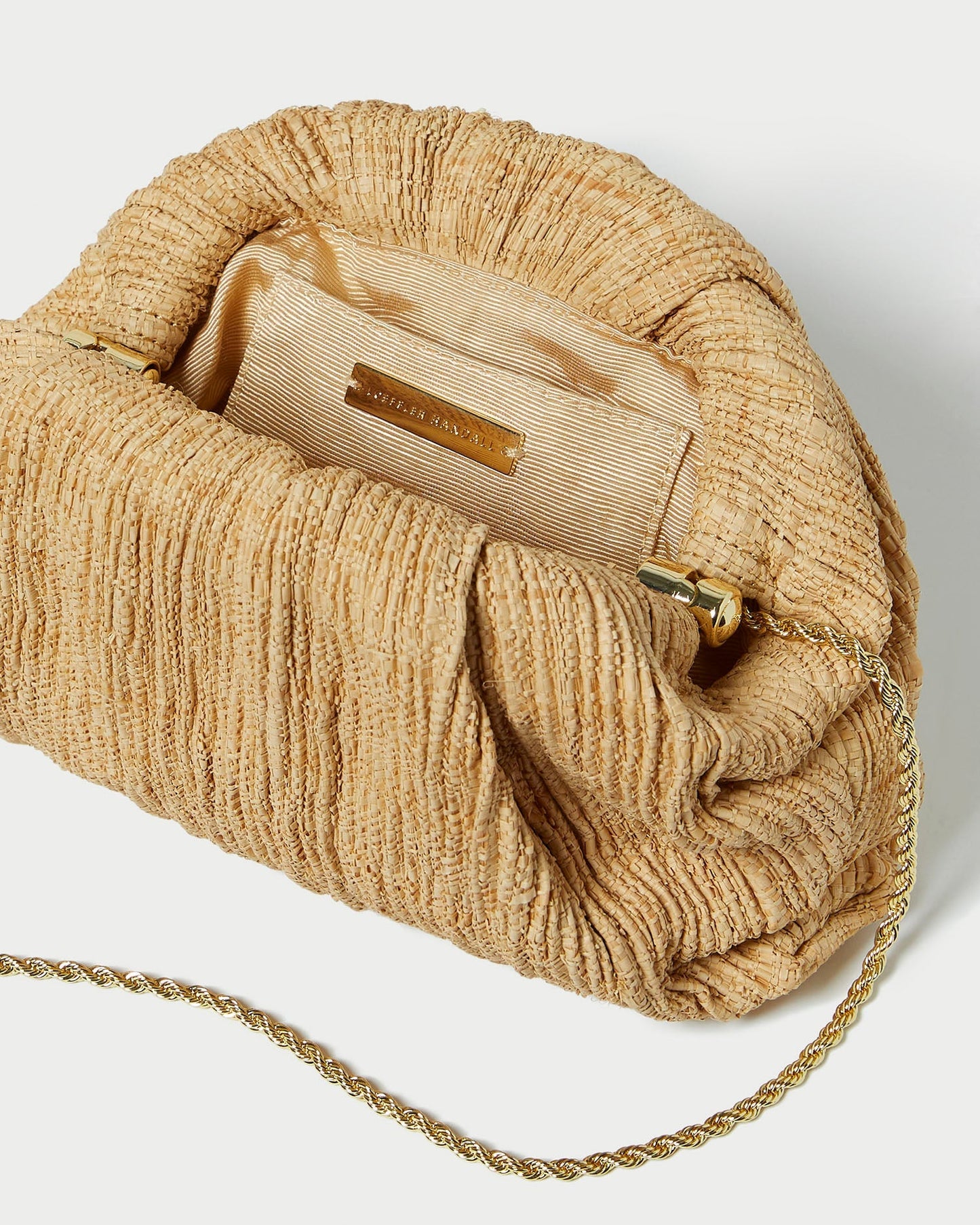 Bailey Natural Pleated Dome Clutch