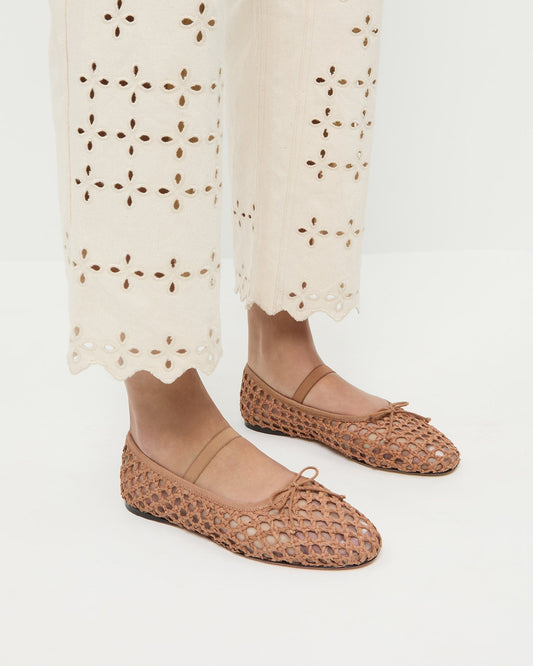 Leonie Brown Crochet Ballet Flat