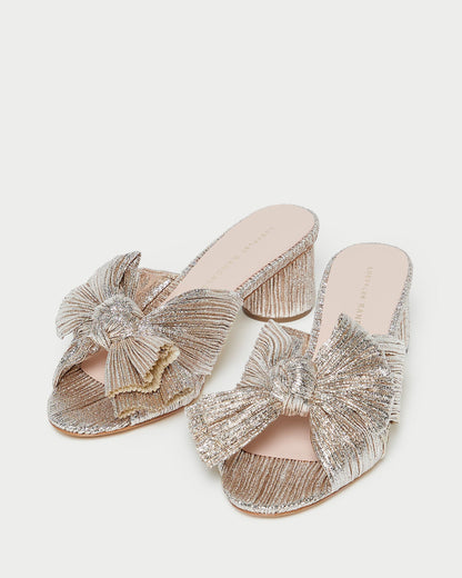 Emilia Champagne Pleated Bow Heel