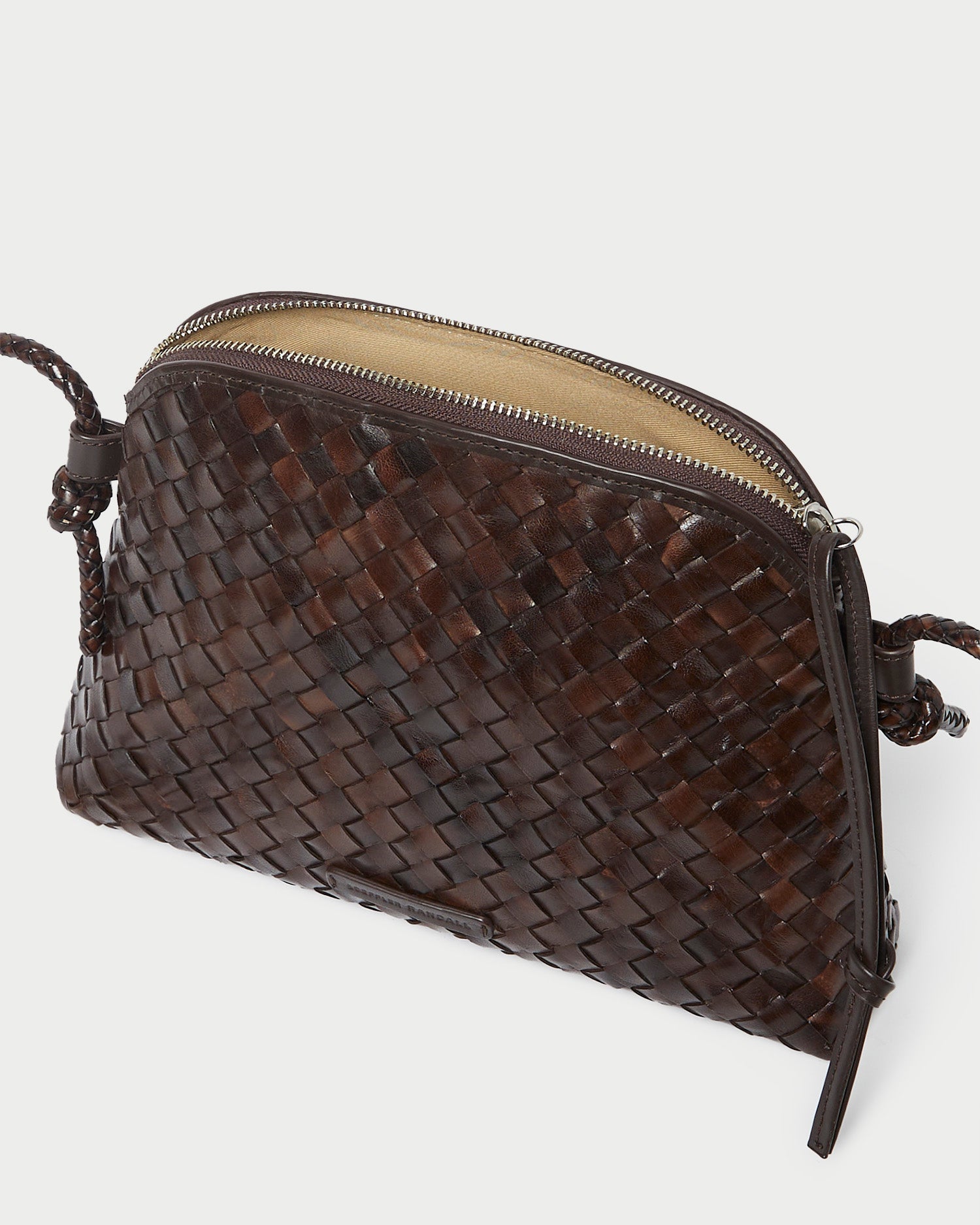 Mallory Chocolate Woven Leather Crossbody