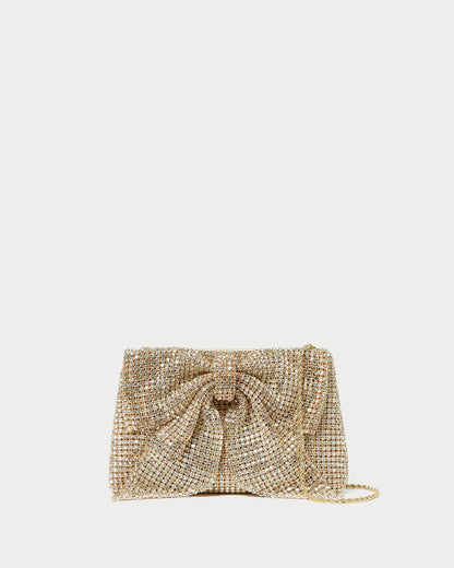 Jolene Gold Diamanté Bow Clutch