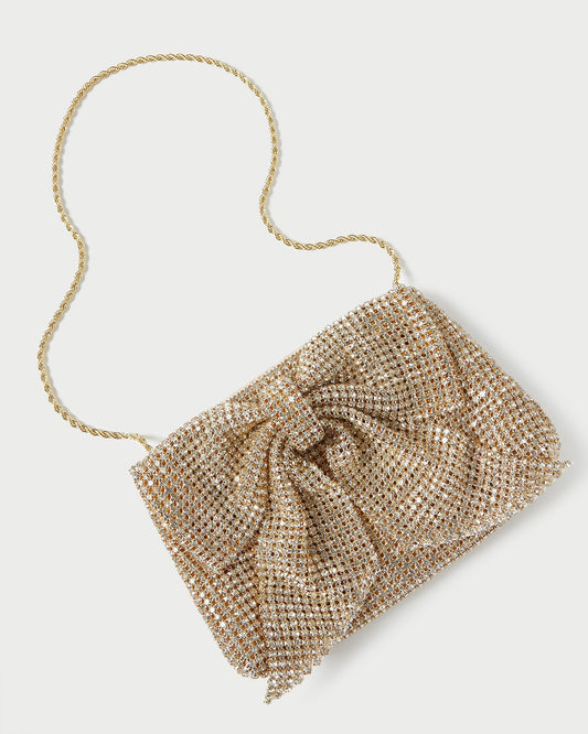 Jolene Gold Diamanté Bow Clutch