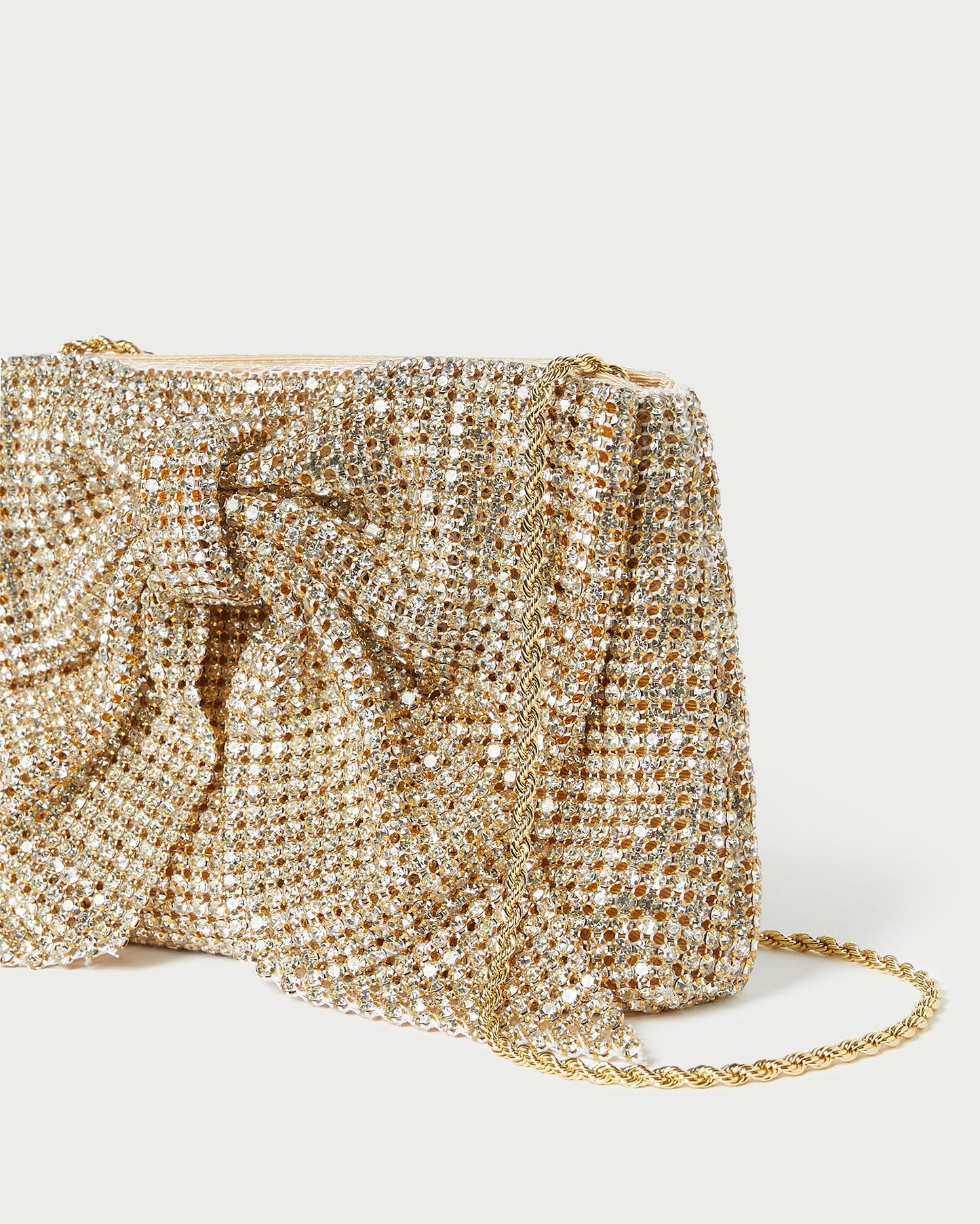 Jolene Gold Diamanté Bow Clutch
