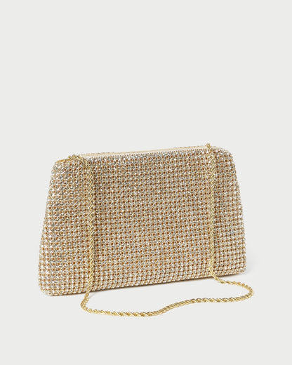 Jolene Gold Diamanté Bow Clutch