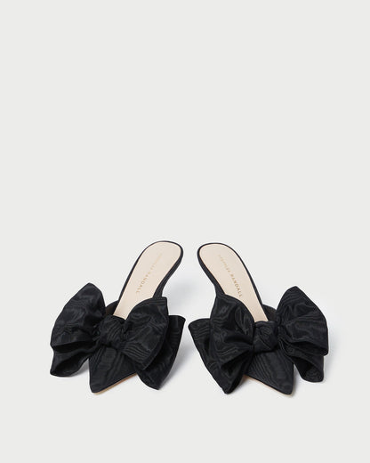 Margot Black Moiré Bow Mule