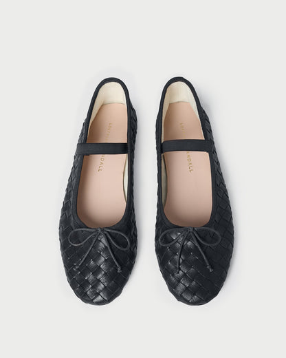 Leonie Black Woven Ballet Flat