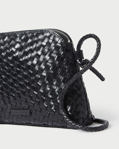 Mallory Black Woven Leather Crossbody