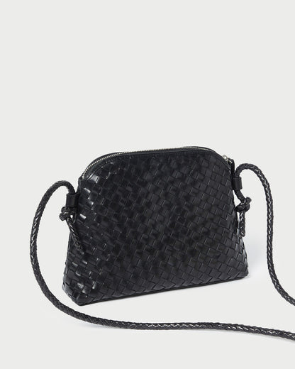 Mallory Black Woven Leather Crossbody