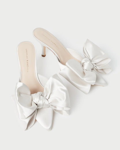 Margot Cream Satin Bow Mule
