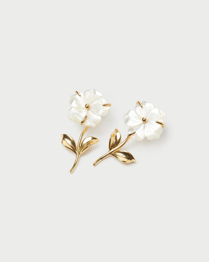 Mai Gold/Pearl Flower Earrings