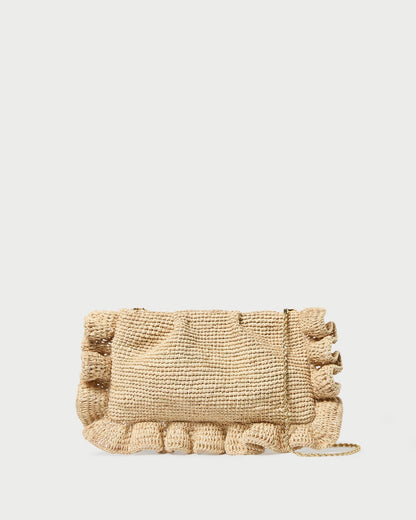 Mavis Natural Raffia Ruffle Clutch