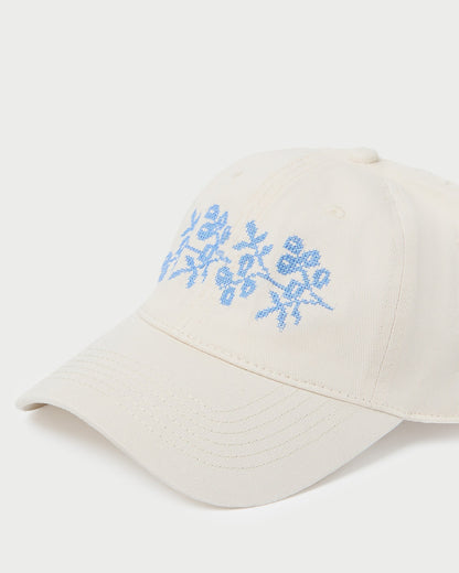 Cairo Natural/Blue Embroidered Cap