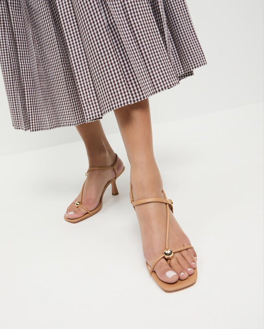 Triana Dune Leather Mid-Heel Sandal