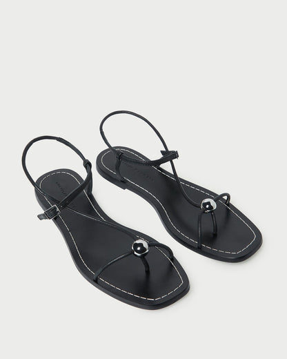 Lara Black Leather Sandal