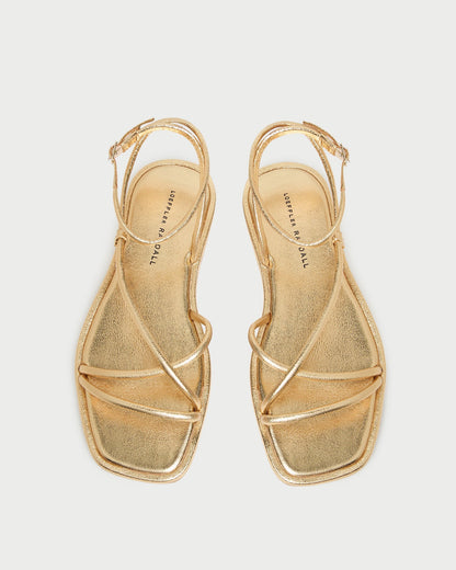 Noor Gold Leather Flat Sandal